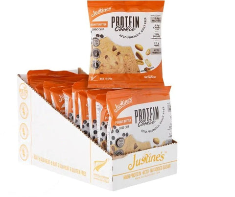 BOX -Justines Protein Cookie  Peanut Butter Choc Chip 12*60 G