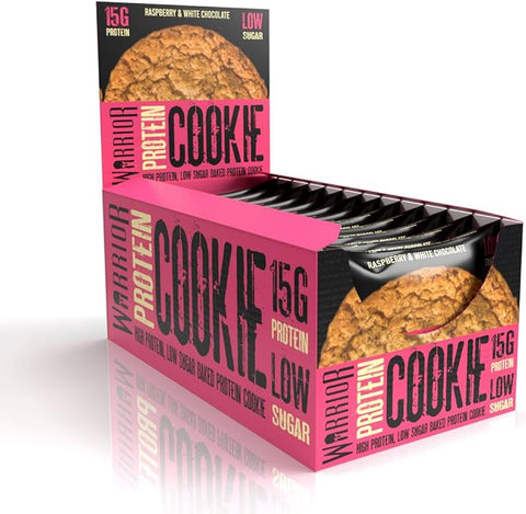 BOX - Warrior Protein Cookies RASPBERRY & WHITE CHOCOLATE 12x60 G