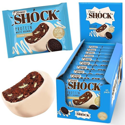 BOX -Fitness Shock Protein Brownie Cookie Cream 10 X 50 G