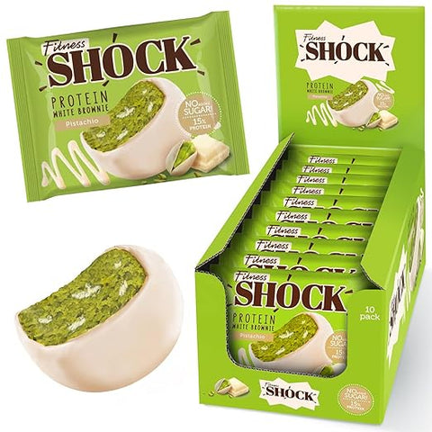 BOX - Fitness Shock Protein Brownie  Pistachio 10 X 50 G