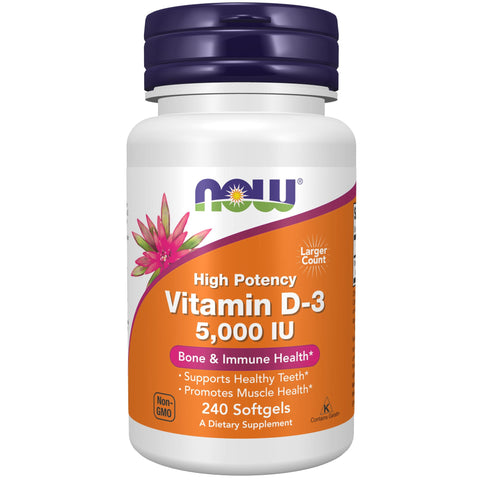 NOW Vitamin D-3 5,000 IU, 240 Softgels