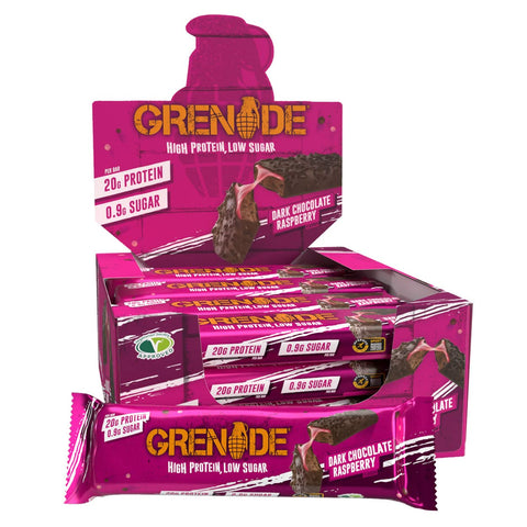 BOX -Grenade High Protein Dark Chocolate Raspberry 12*60 G