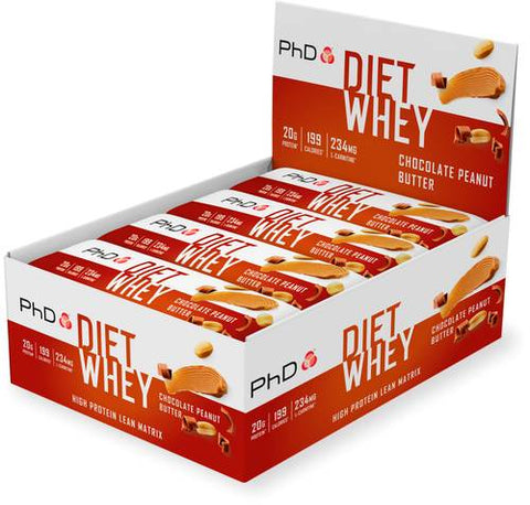 BOX -PHD Diet Whey Choc Peanut Butter 12x63G