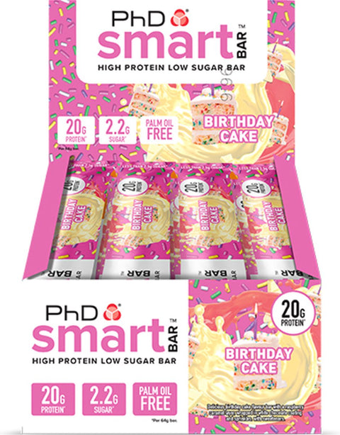 BOX - PHD Smart Bar Birthday Cake 12X64 G