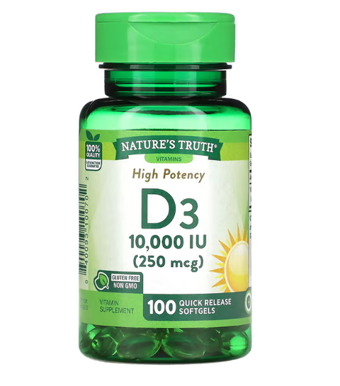 NATURES TRUTH D3 10000IU 250MG 100 SOFTGELS