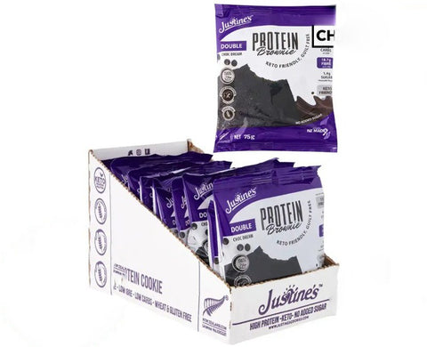 BOX - Justines Protein dream Protein Brownies Double Choc 12x75 G