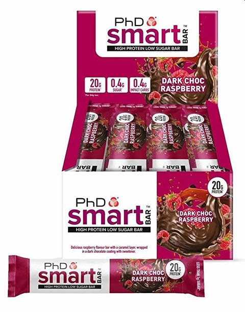 BOX - PHD Smart Bar Dark Choc Raspberry 12X64G