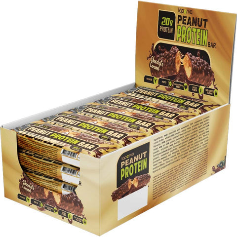 BOX -LAPERVA PEANUT PROTEIN BAR  CHOCOLATE CARAMEL12X60 G