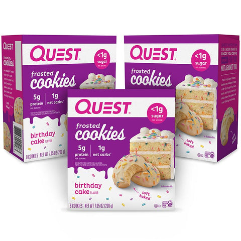 BOX - Quest Frosted Cookie  Birthday Cake 8x25g