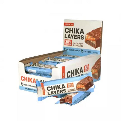 BOX -CHIKALAB  Protein Bar Layers Hazelnut 20x60 g